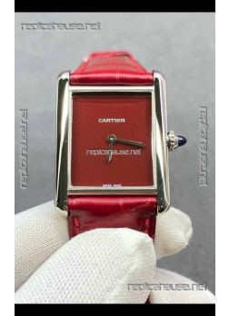 Cartier Tank Louis 25MM Swiss Quartz Red Dial Watch 