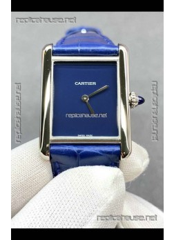 Cartier Tank Louis 25MM Swiss Quartz Blue Dial Watch 