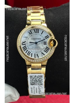 Ballon De Cartier Automatic 33MM Yellow Gold Super Clone Watch 