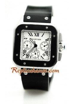 Cartier Santos 100 Rubber Strap Wristwatch CTR171