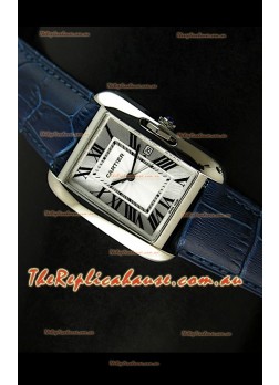 Cartier Tank Ladies Replica Watch in Steel Case/Purple Strap