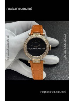 Franck Muller Double Mystery Swiss Quartz Watch in Gold Diamonds Casing