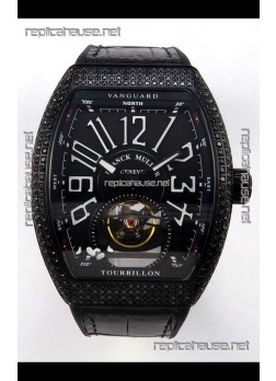 Franck Muller V45 Tourbillon Black DLC Diamonds Super Clone Watch 