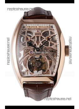 Franck Muller Fast Tourbillon Rose Gold Brown Strap Super Clone Watch 