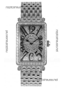 Franck Muller Long Island Stainless Steel Diamonds Swiss Replica Watch 