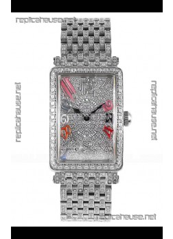Franck Muller Long Island Color Dreams Stainless Steel Diamonds Swiss Replica Watch 