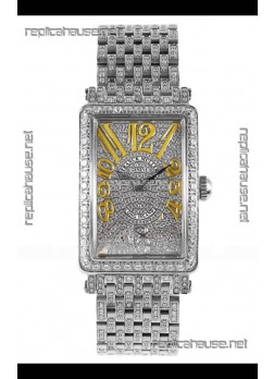 Franck Muller Long Island Stainless Steel Diamonds Swiss Replica Watch 