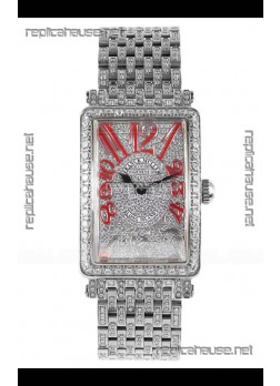 Franck Muller Long Island Stainless Steel Diamonds Swiss Replica Watch 