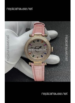 Franck Muller Double Mystery Swiss Quartz Watch in Gold Diamonds Casing