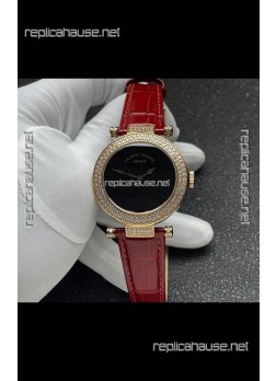 Franck Muller Double Mystery Swiss Quartz Watch in Gold Diamonds Casing