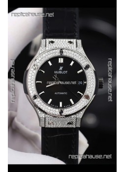 Hublot Classic Fusion Diamonds Steel Black Dial 38MM Super Clone Watch 