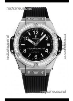Hublot Big Bang One Click moissanite Bezel Super Clone Watch Black Dial
