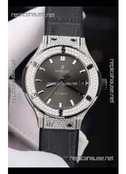 Hublot Classic Fusion Diamonds Steel Grey Dial 38MM Super Clone Watch 