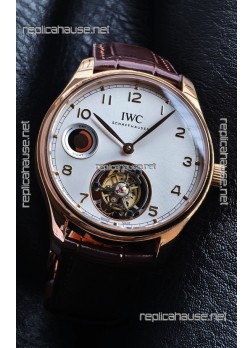 IWC Portuguese Tourbillon Rose Gold Steel dial Super Clone Watch 