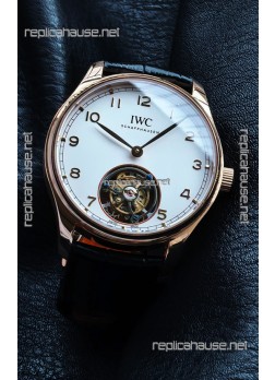 IWC Portuguese Tourbillon Rose Gold White Dial Super Clone Watch 