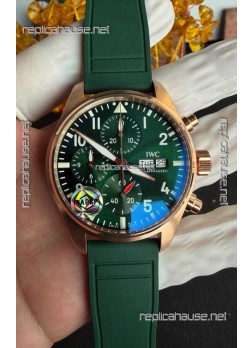 IWC PILOT'S Rose Gold Chronograph Green Dial Super Clone Watch 