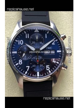 IWC PILOT'S Chronograph Blue Dial Rubber Strap Super Clone Watch 