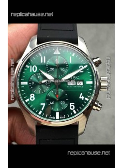 IWC PILOT'S Chronograph Green Dial Rubber Strap Super Clone Watch 