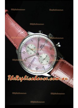 IWC Portuguese Chronograph Swiss Replica Watch in Pink Pearl Dial - 1:1 Mirror Replica Edition