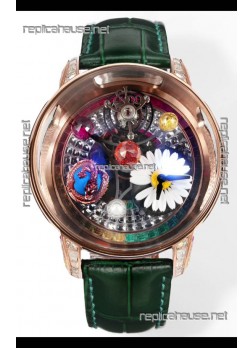 Jacob & CO Astronomia G-Dragon Rose Gold Green Strap Tourbillon Swiss Replica Watch