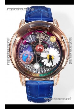 Jacob & CO Astronomia G-Dragon Rose Gold Blue Strap Tourbillon Swiss Replica Watch