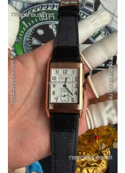 Jaeger-LeCoultre Reverso Tribute Duoface Rose Gold White & Black Dial Super Clone Watch 