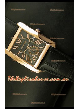 Cartier Tank Anglaise Japanese Replica Watch 34MM - Black Dial Pink Gold 