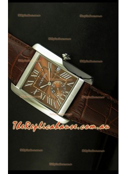 Cartier Tank Anglaise Japanese Replica Watch 34MM - Brown Dial Steel Case