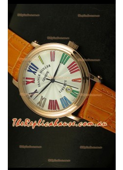 Franck Muller Master of Complications Liberty Japanese Replica Watch in Pink Gold Case