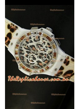 Hublot Big Bang White Zebra Bang Edition in White PVD Case 34MM Watch