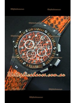 Hublot Big Bang 34MM Ladies Watch in Quartz Movement - Orange Dial/Strap