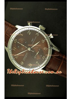 IWC Portuguese Chronograph Swiss Replica Watch in Steel Case - 1:1 Mirror Replica Edition