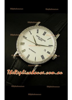 Patek Philippe Calatrava 5120 Swiss Replica Watch in Steel Casing - Roman Hours