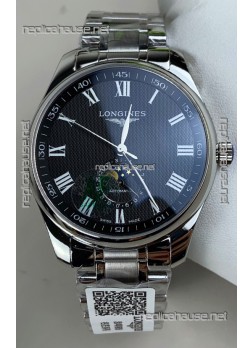 Longines Master Automatic Moonphase Black Dial Steel Case Super Clone Watch 