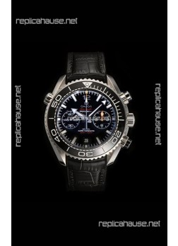 Omega Speedmaster Planet Ocean Black Dial Leather Strap Super Clone Watch 