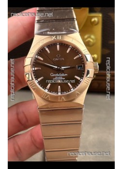 Omega Constellation 38MM Rose Gold Brown Dial Super Clone Watch 