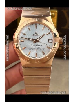 Omega Constellation 38MM Rose Gold Steel Dial Super Clone Watch 