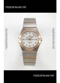 Omega Constellation 28MM Two Tone Rose Gold Pearl Dial QUARTZ Super Clone Watch 