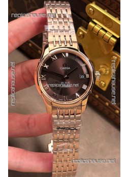 Omega De-Ville Rose Gold Brown Roman Dial 41MM Super Clone Watch 