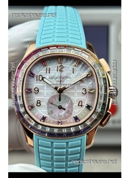 Patek Philippe Aquanaut 7968 Rose Gold Tiffany Blue Strap Super Clone Watch 
