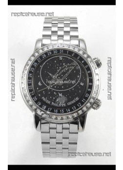 Patek Philippe Grand Complications 6102 Black Dial Steel Strap Super Clone Watch 