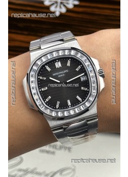 Patek Philippe Nautilus 5723 Black Dial White Sapphires Super Clone Watch 