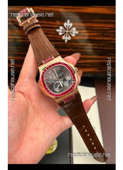 Patek Philippe Nautilus 5712 Rose Gold Red Rubies Super Clone Watch 