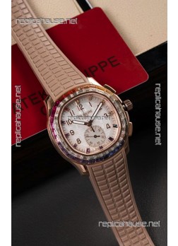 Patek Philippe Aquanaut 7968 Rose Gold Brown Strap Super Clone Watch 