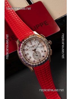 Patek Philippe Aquanaut 7968 Rose Gold Red Strap Super Clone Watch 