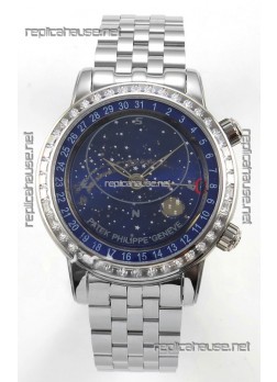 Patek Philippe Grand Complications 6102 Blue Dial Steel Strap Super Clone Watch 