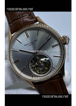 Patek Philippe Japanese Tourbillon Rose Gold Grey Dial Japanese Replica Watch 