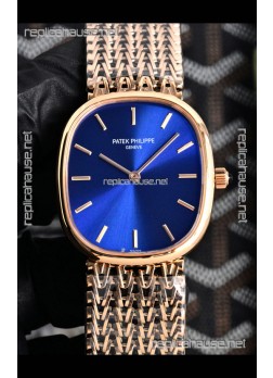 Patek Philippe Golden Ellipse 5738/1R-001 Rose Gold Blue Dial Super Clone Watch 