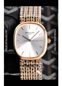 Patek Philippe Golden Ellipse 5738/1R-001 Rose Gold Steel Dial Super Clone Watch 