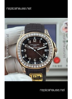 Patek Philippe Aquanaut 5167 Brown Dial Diamonds Bezel Super Clone Watch 